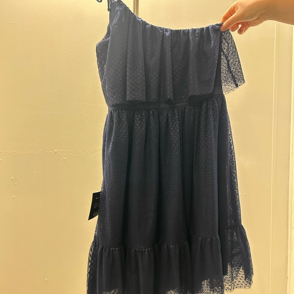Lulus Ruffle-Trim Navy Tulle Dress - Picture 7 of 10
